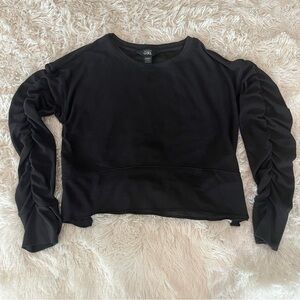 Girls Athleta Black Ruched Sleeve Shirt